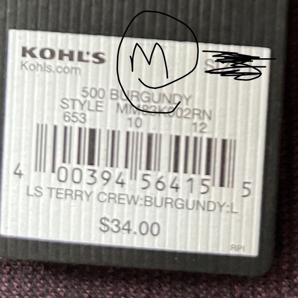 Marc Anthony Mens Burgundy LS Terry Crew Neck Shirt Slim Fit MM83K002RN - Picture 4 of 6